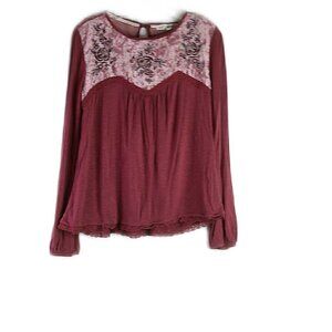 Jolt - Long Sleeve Terra Cotta Boho Top - Size Medium